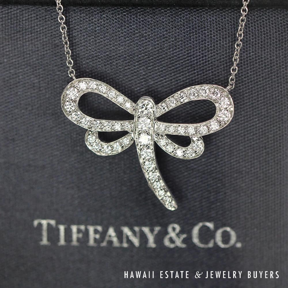 Rare Tiffany & Co. 0.55CTW Diamond Dragonfly Necklace 16" w/ Box