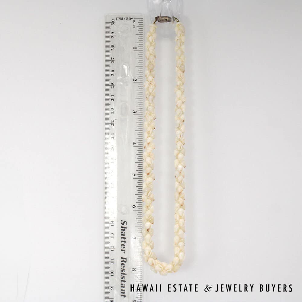 Ni'ihau Shell Choker Necklace with Earrings: Pupu Momi Ke'oke'o 16" #3280-02 - Image 8