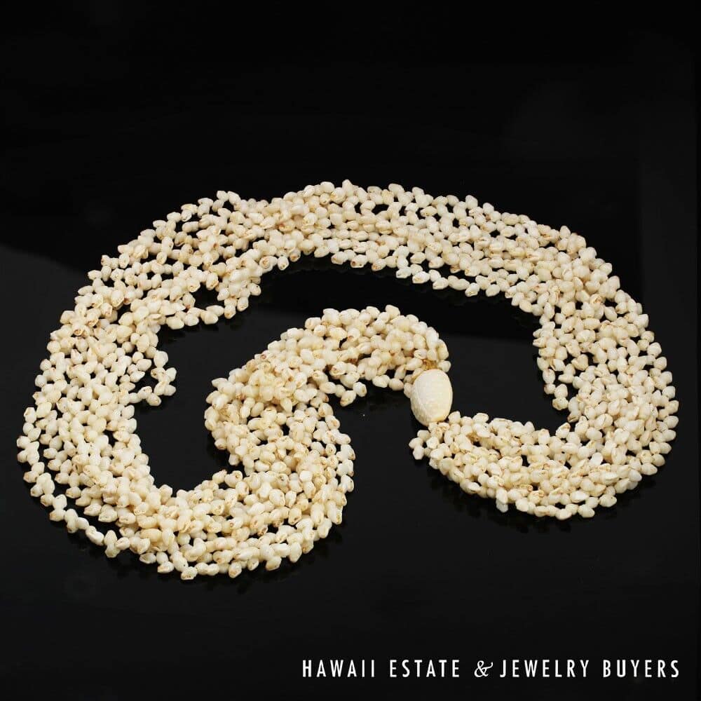 Eight-Strand Ni'ihau Shell Lei: Ginger Momi Ke'oke'o 36 inches #RM112420-02 - Image 11