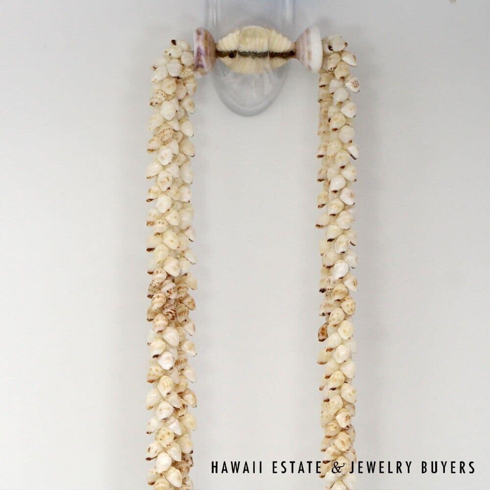 Double Strand Ni'ihau Shell Lei: Pikake Momi 51 inches #SC2017-01 - Image 7