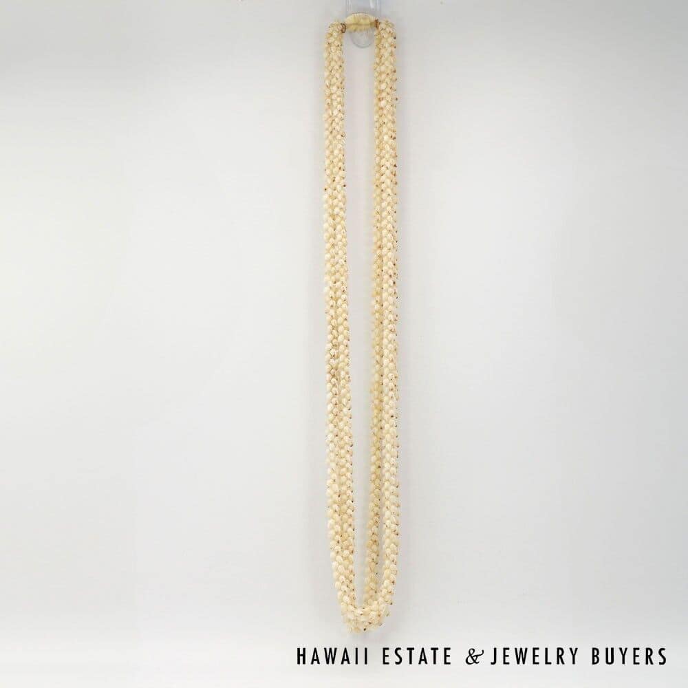 3-Strand Ni'ihau Shell Lei: Pikake Momi Lenalena 36 inches #KP042921-01 - Image 3
