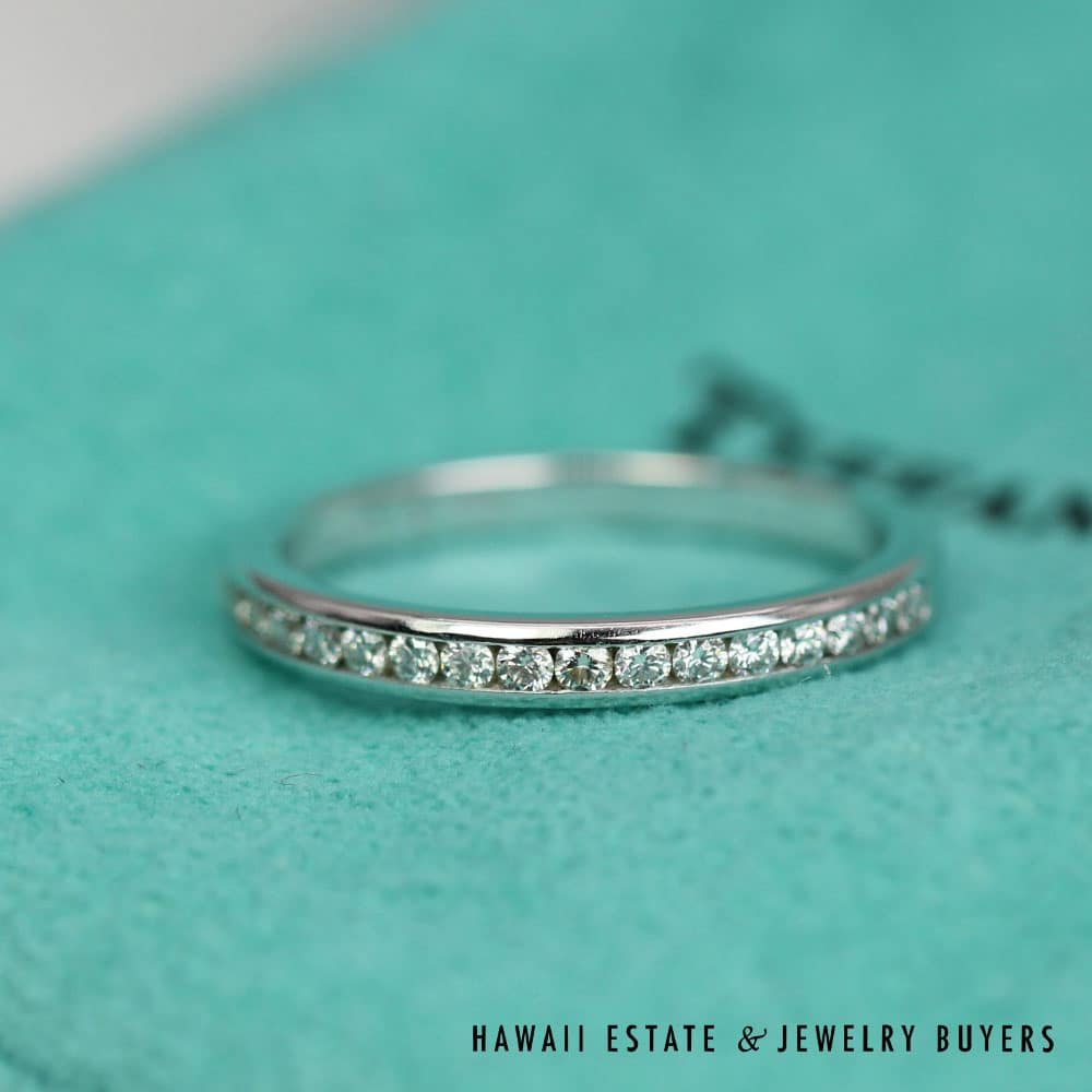 Tiffany & Co. Platinum 0.25CTW Diamond Half Channel Wedding Band Ring Size 5.5 - Image 3