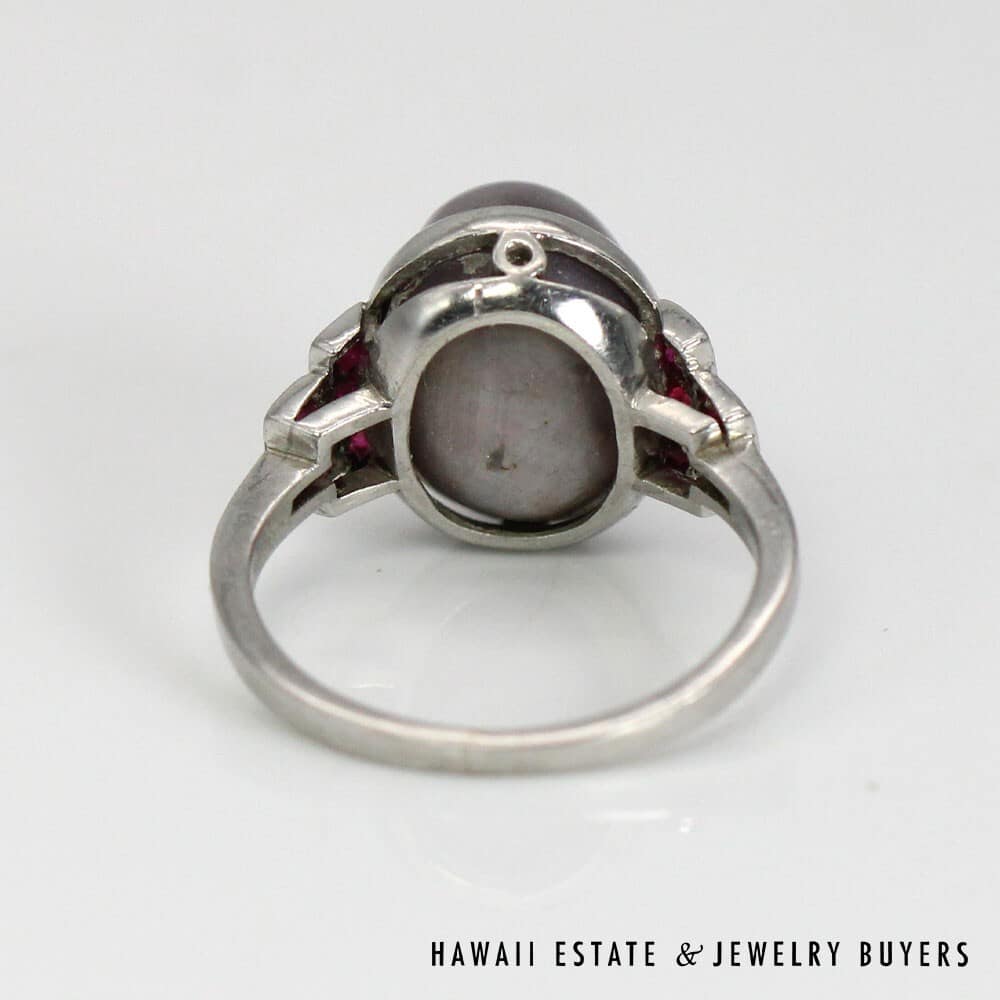 Platinum Lavender Star Sapphire and Ruby Ring SIZE 3 #2248-09 - Image 8
