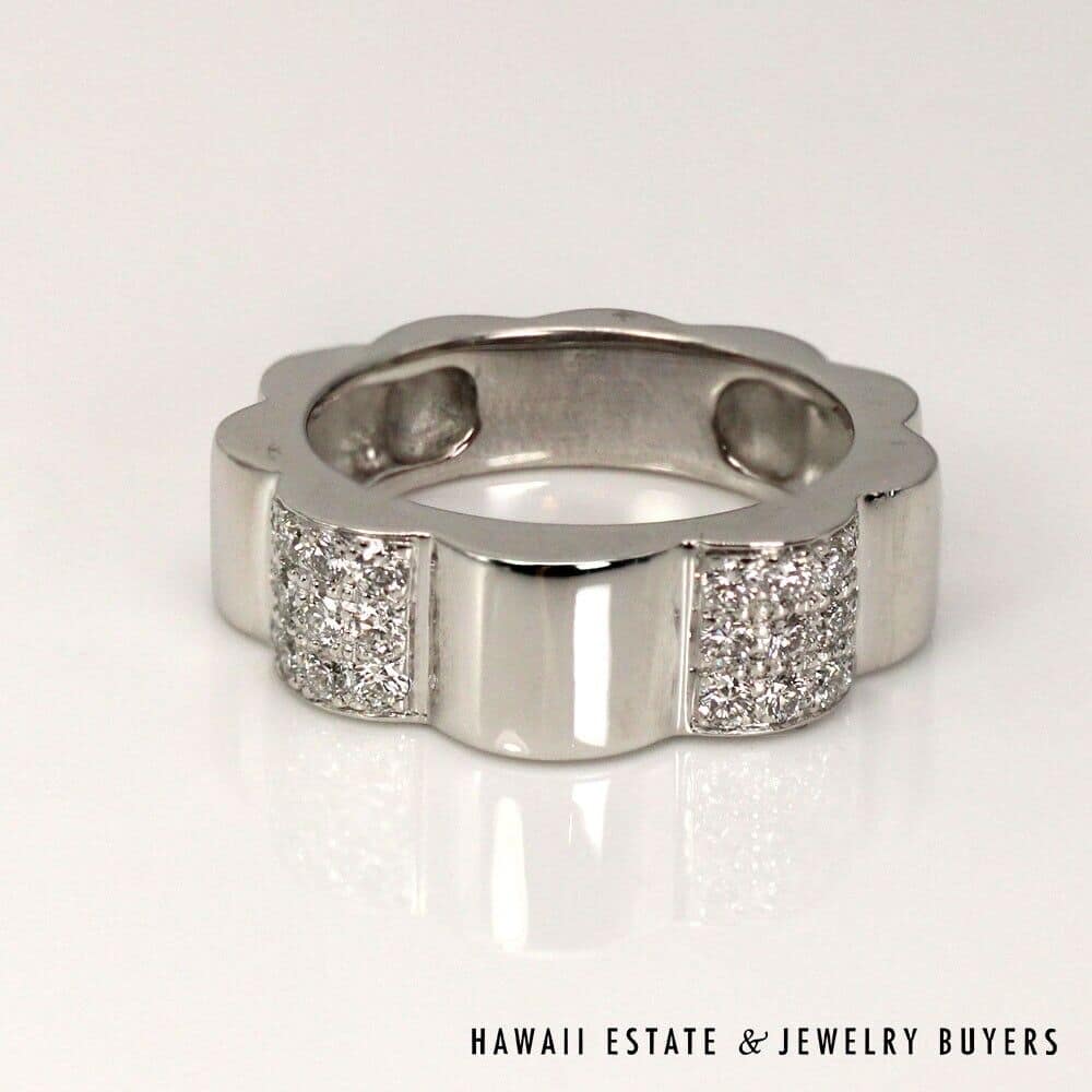 Chanel 18K White Gold Camelia Diamond Ring SIZE 48 (US size 4.5) *3069-02 - Image 3
