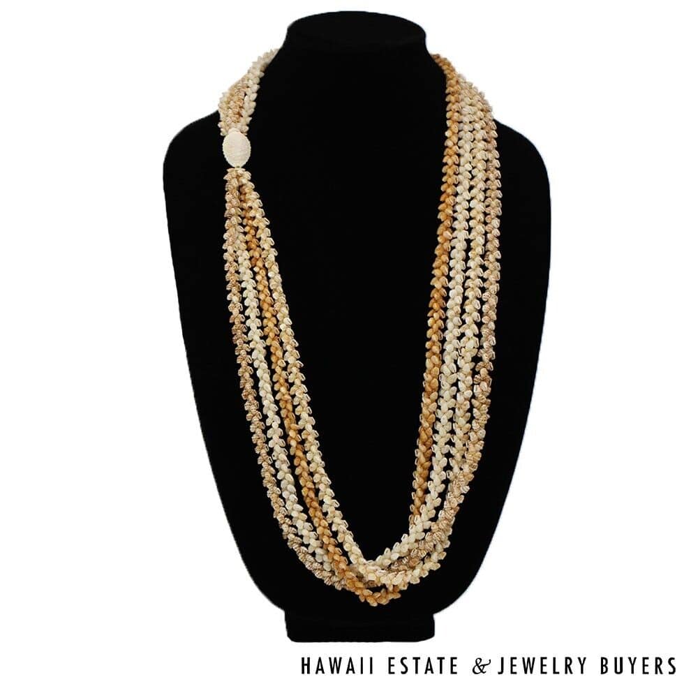 4-Strand Multi-Color Ni'ihau Shell Lei: Pikake Momi 38 inches #MKP090221-01