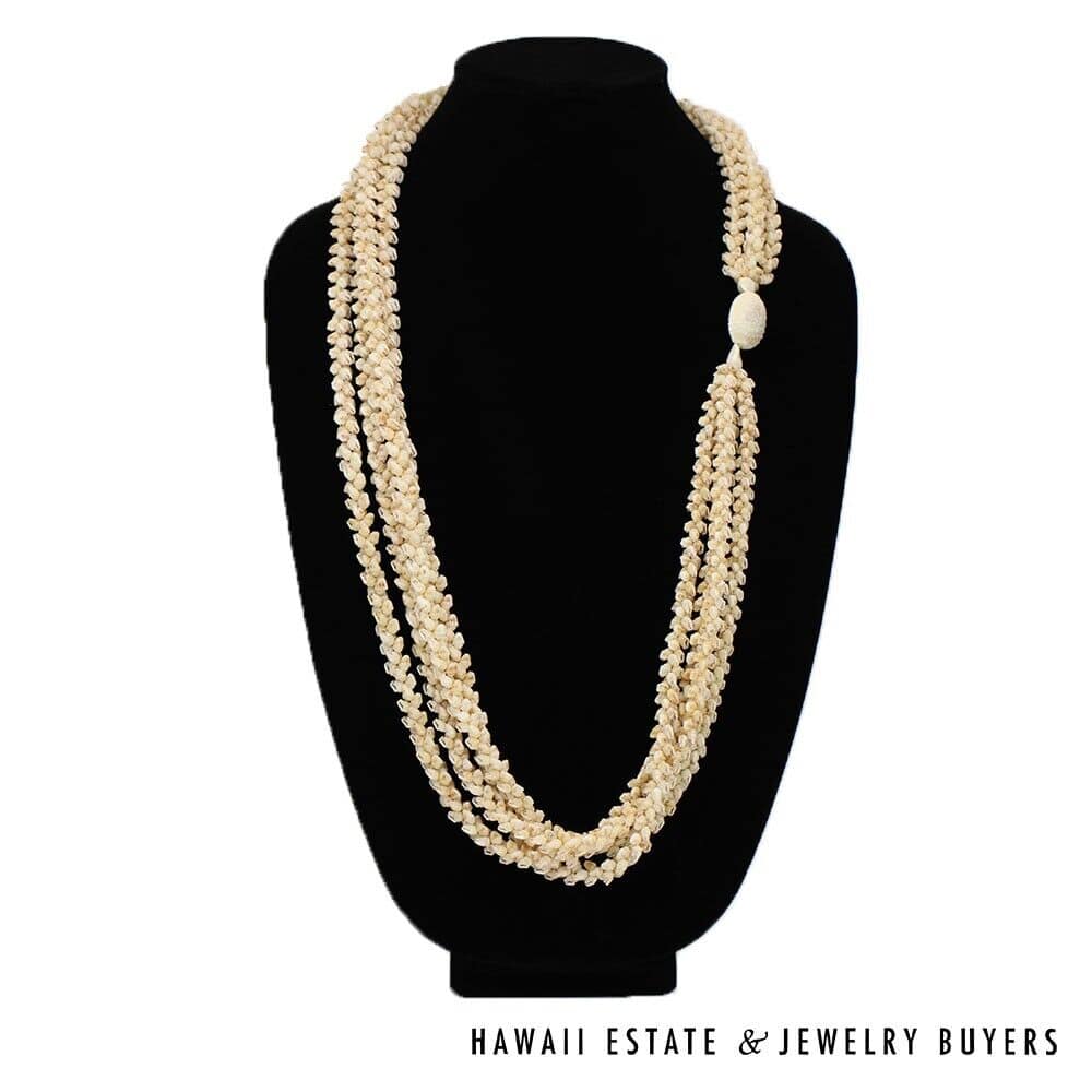 Four-Strand Ni'ihau Shell Lei: Pikake Momi Lenalena 36 inches #RM112420-04 - Image 2