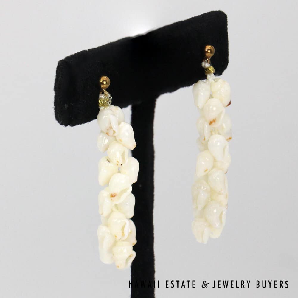 Ni'ihau Shell Choker Necklace with Earrings: Pupu Momi Ke'oke'o 16" #3280-02 - Image 11