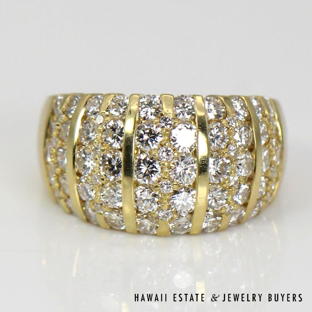 18K Yellow Gold and VVS F/G Diamond Dome Ring SIZE 6 #2812-03 - Image 5