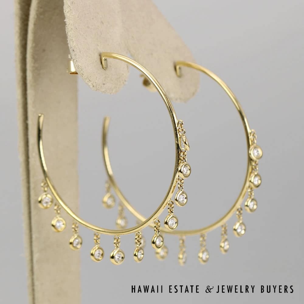 Diane Kordas 0.66ctw Diamond 8.4g 14K Yellow Gold Hoop Earrings
