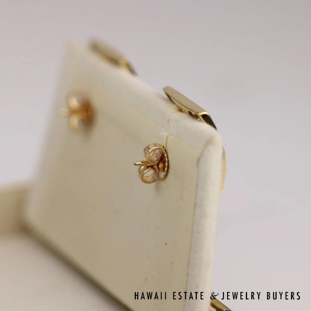 Ming's Rectangular Longevity Shou Earrings 14K Yellow Gold 5.1g 19x15mm w/Box - Image 3