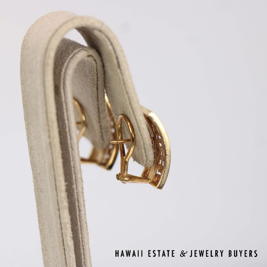 Mings Rectangle Shou 14K Yellow Gold Pierced Earrings with Omega Clips - Image 2