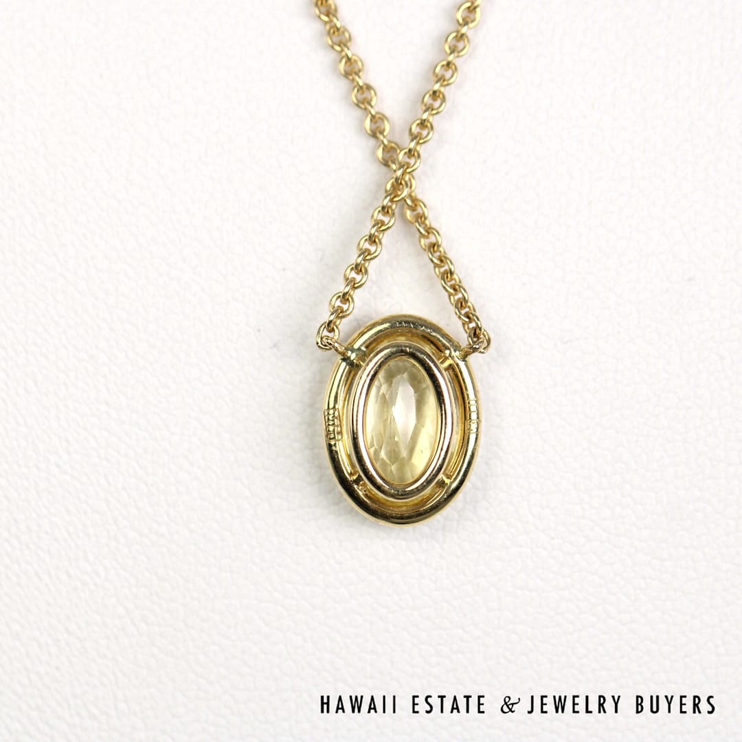 GIA 3ct Yellow Sapphire 0.13ctw Diamond 14K Yellow Gold Diamond Pendant & Necklace - Image 7