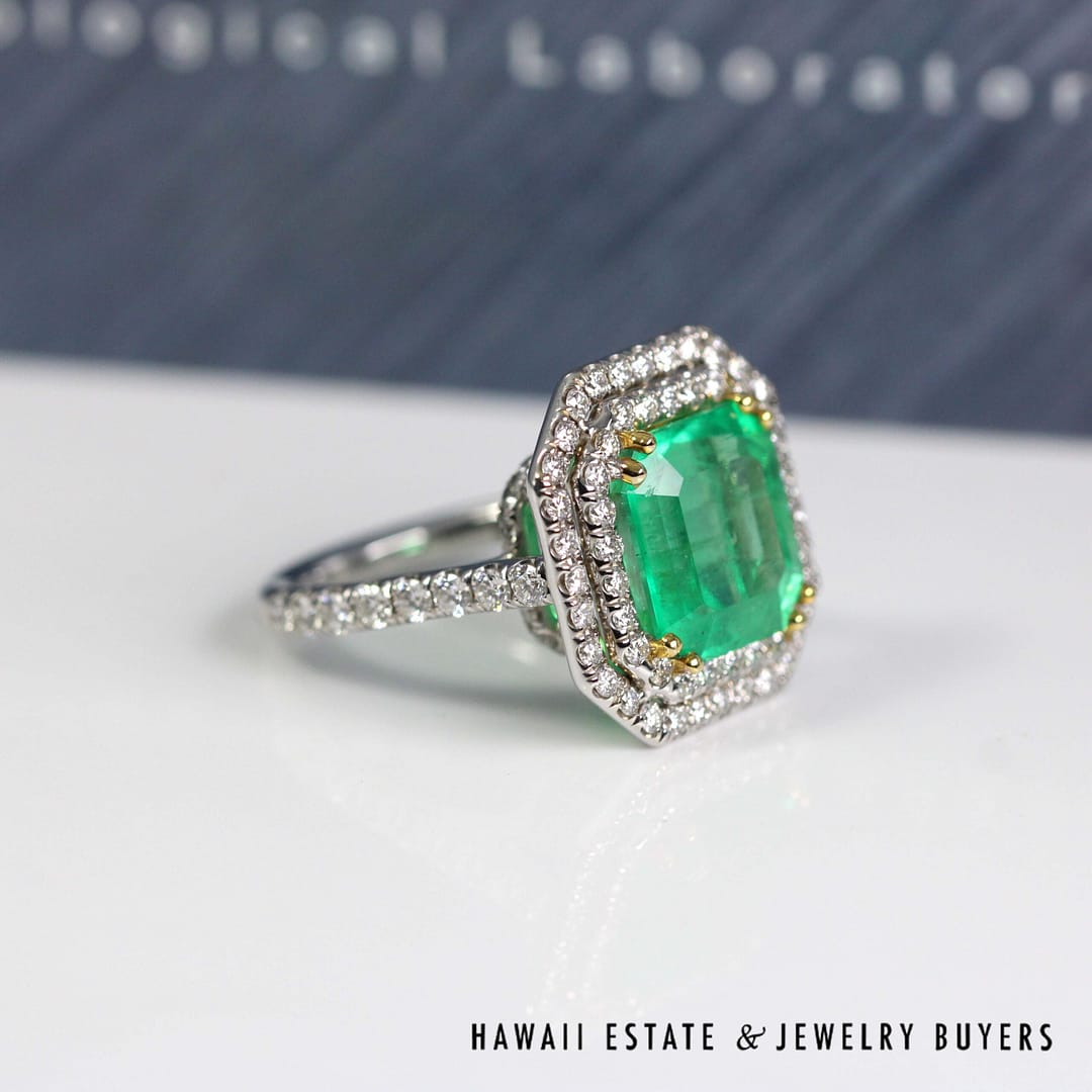 AGL 5.72ctw Natural Columbian Emerald Platinum/18K Ring Size 5.5 - Image 5