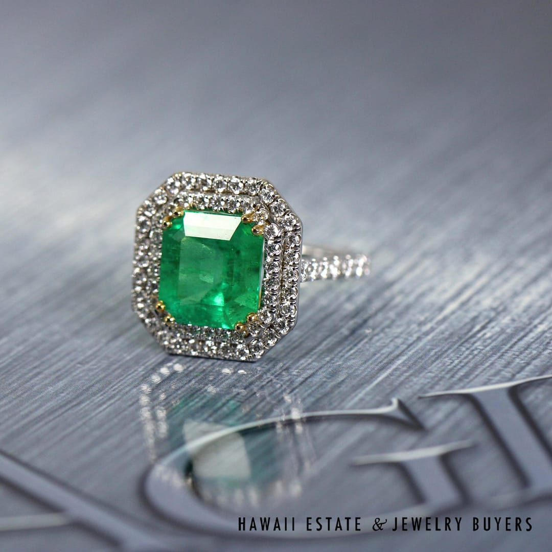 AGL 5.72ctw Natural Columbian Emerald Platinum/18K Ring Size 5.5 - Image 10