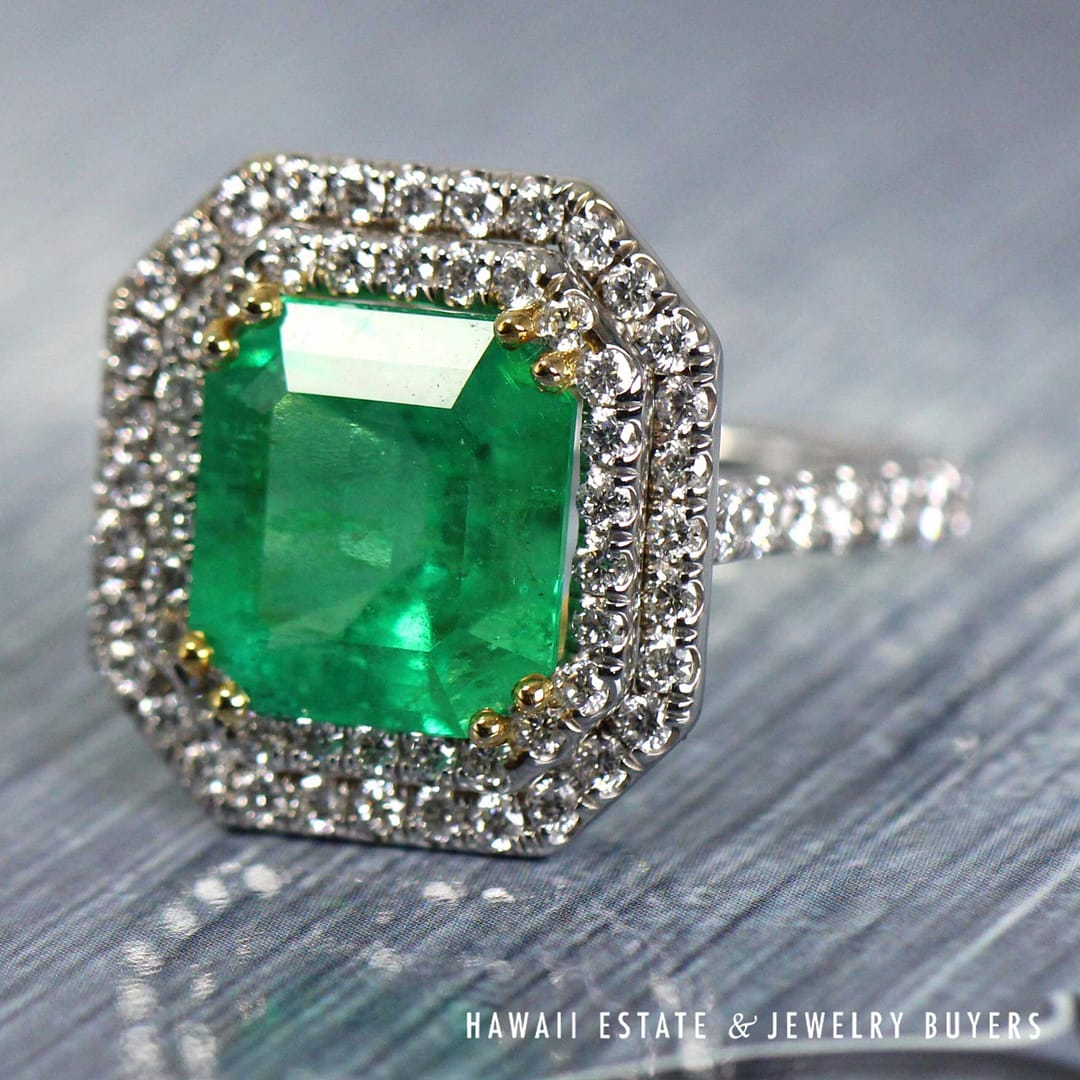 AGL 5.72ctw Natural Columbian Emerald Platinum/18K Ring Size 5.5 - Image 4
