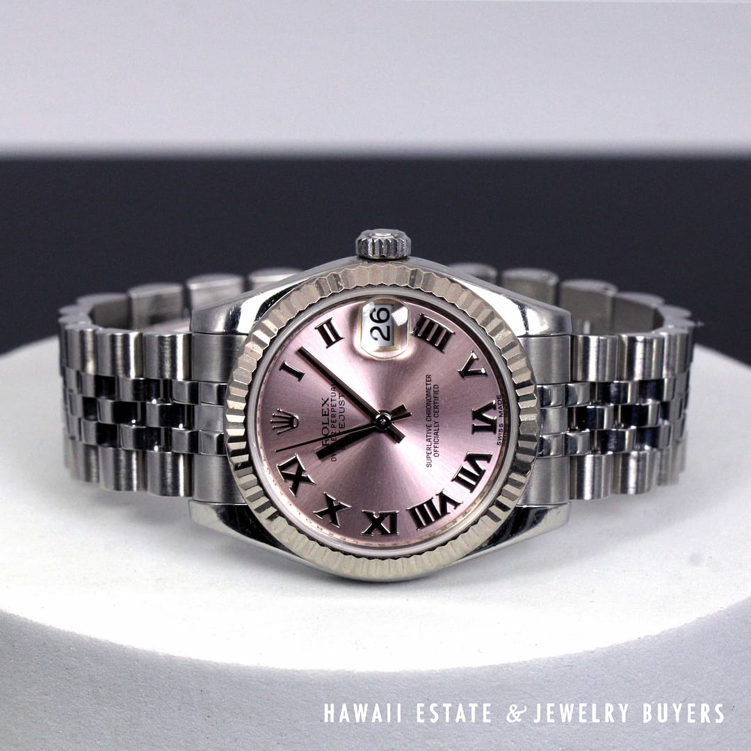 Rolex 31mm Salmon Dial Roman Numeral Jubilee Watch REF 178274 Stainless Steel Circa 2011-2019 With Box - Image 3