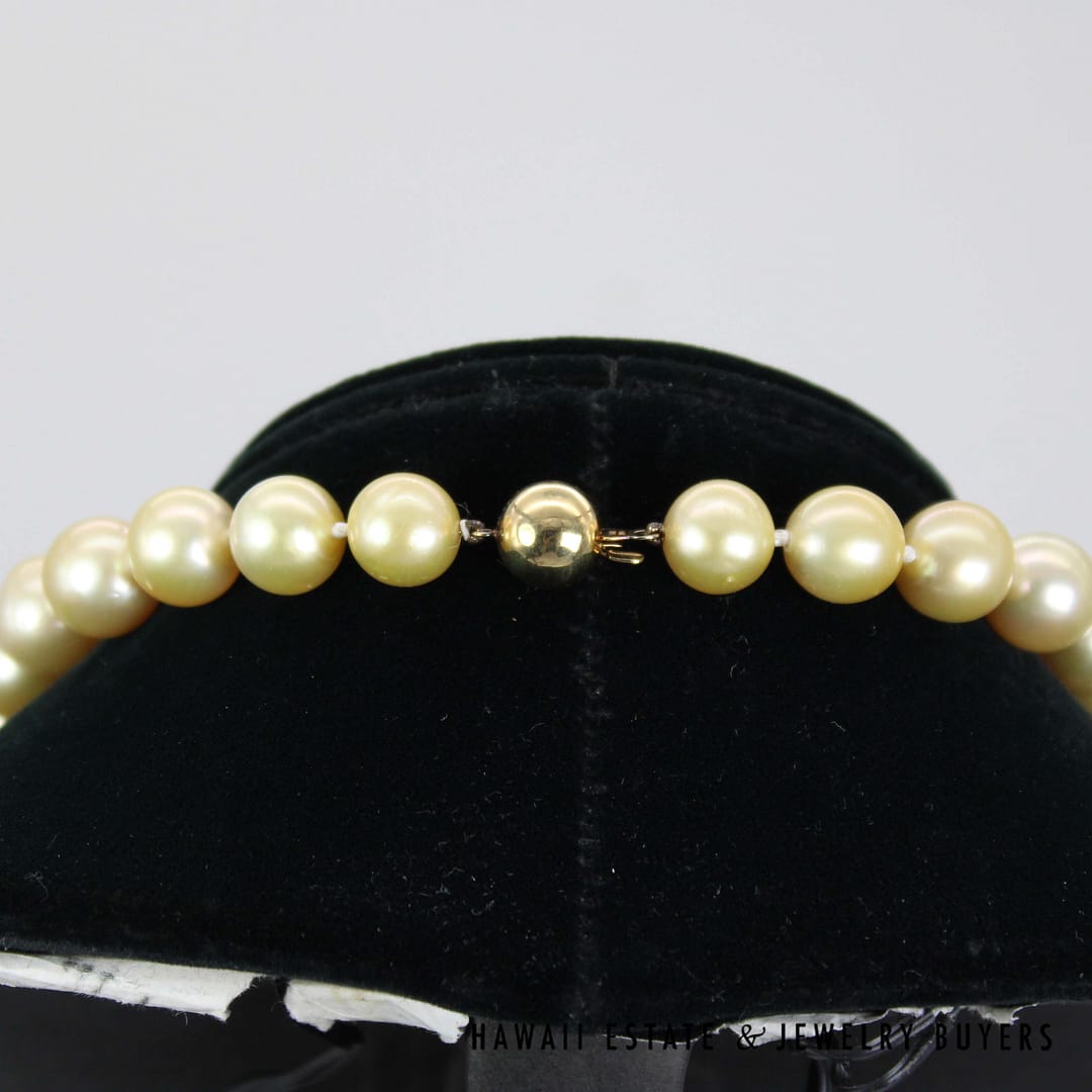11-14mm Golden South Sea Pearl 14k Yellow Gold Strand 17.5" - Image 2