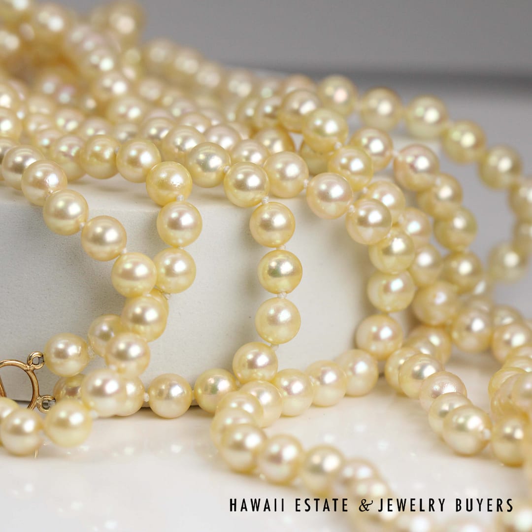 Ming's 6.5-7mm Cultured Pearl Double Strand 14k Yellow Gold Clasp Necklace 30" and 31" - Image 5