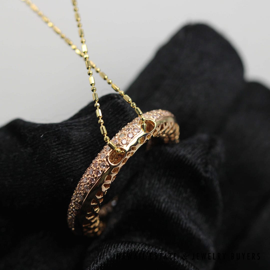 2ctw Diamond Pave Circle Pendant 18k Rose Gold 18" Chain, 10.2g - Image 6