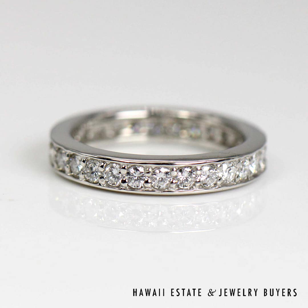 Platinum 1ctw Diamond Eternity Ring Size 5.25, 5.5g