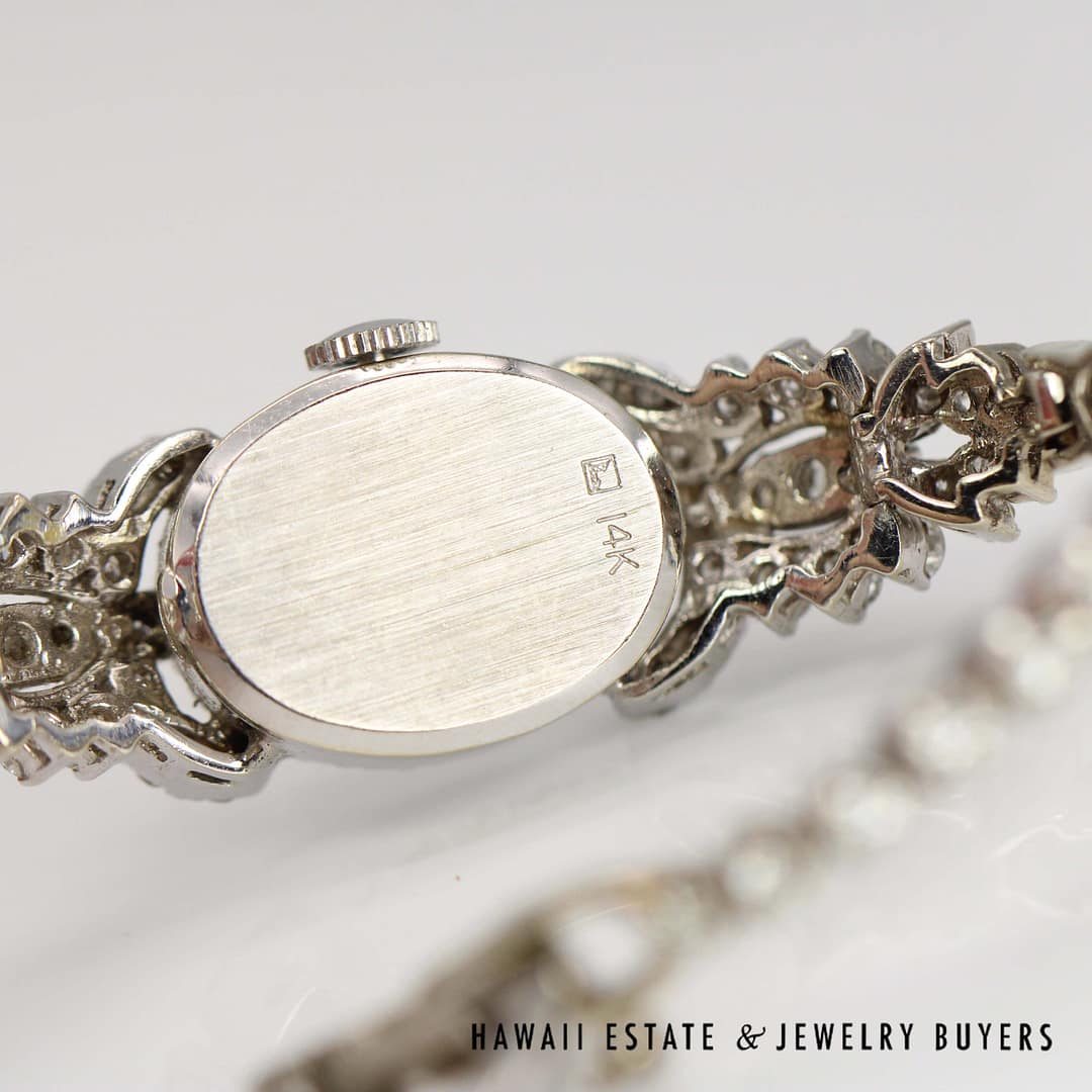 Elgin 3ctw SI/GH Diamond 14k White Gold Ladies Watch with Safety Chain Size 6, 23.6g - Image 8