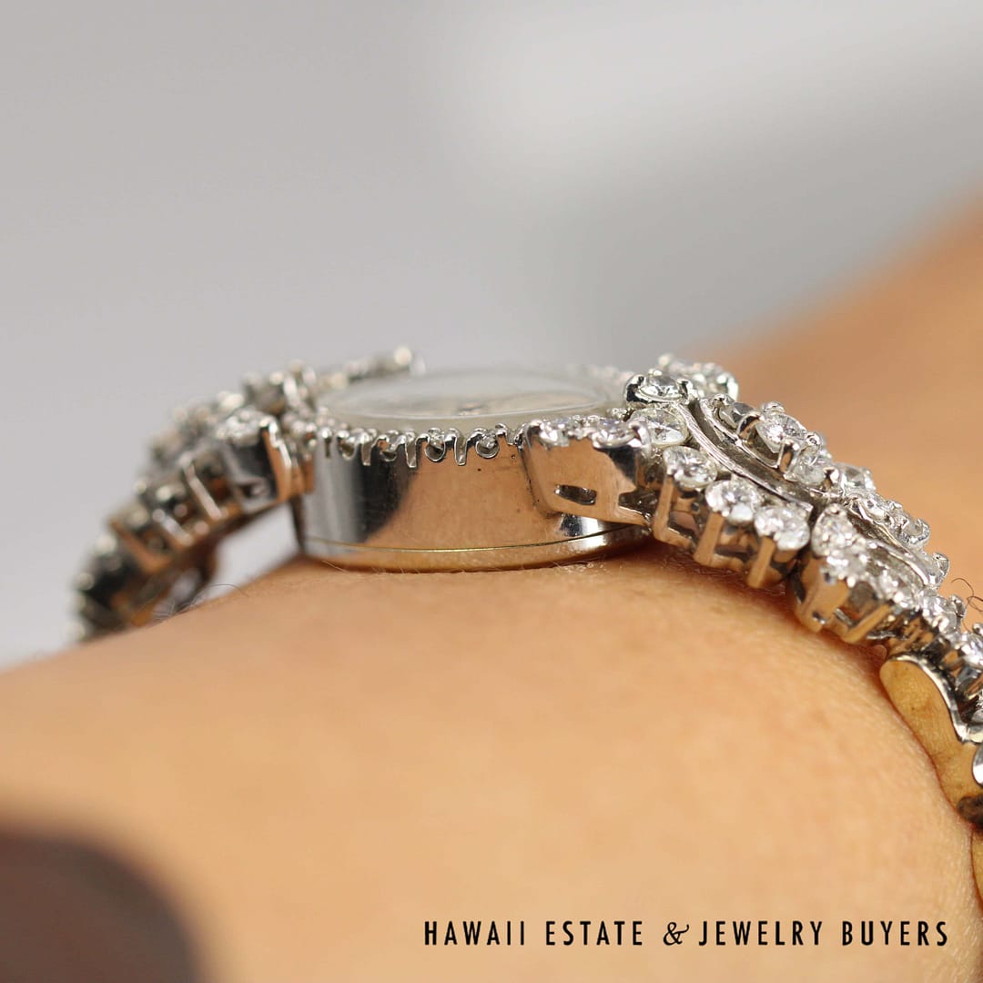 Elgin 3ctw SI/GH Diamond 14k White Gold Ladies Watch with Safety Chain Size 6, 23.6g - Image 4