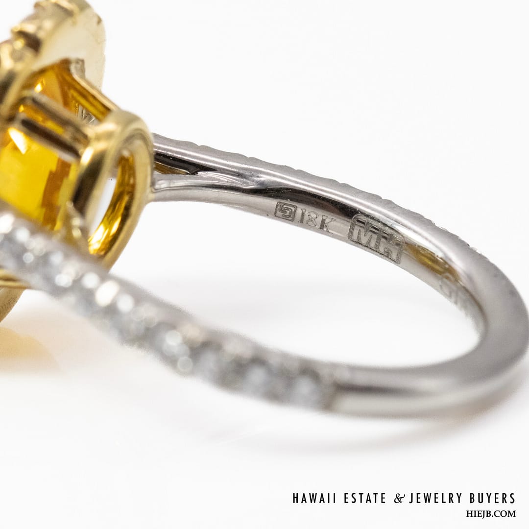 GIA CERTIFIED 5.6g 18K2T 4.30ct ORANGY YELLOW SAPPHIRE OVAL 1.09ctw DIAMOND VS/GH HELENA RING SIZE 5 - Image 5