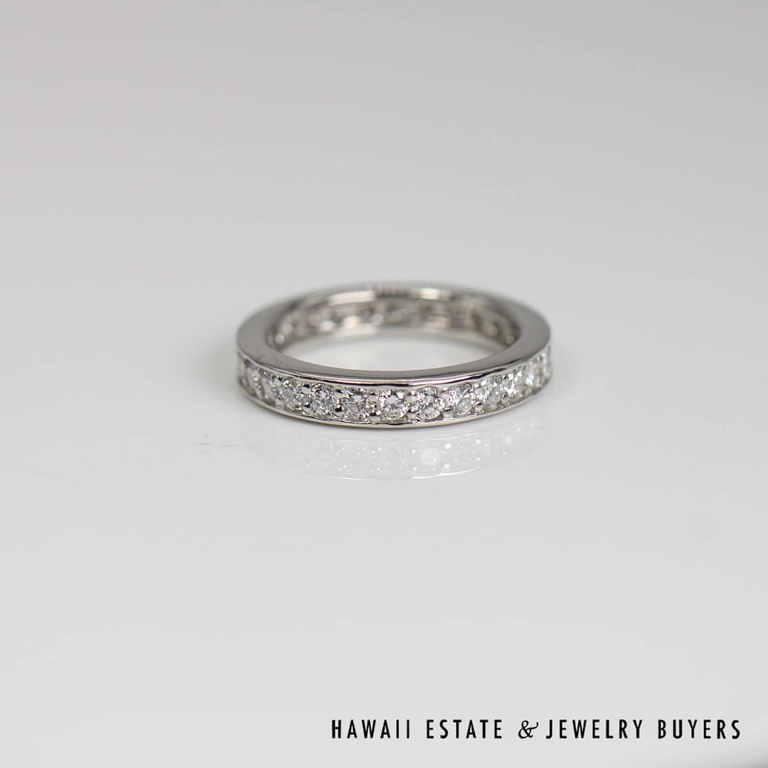 Platinum 1ctw Diamond Eternity Ring Size 5.25, 5.5g - Image 6