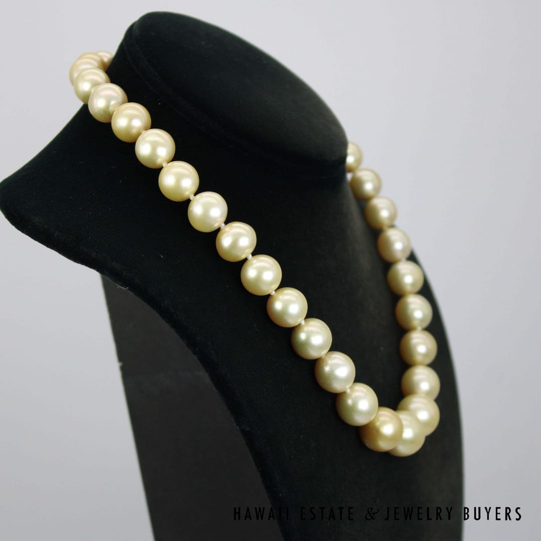 11-14mm Golden South Sea Pearl 14k Yellow Gold Strand 17.5" - Image 3
