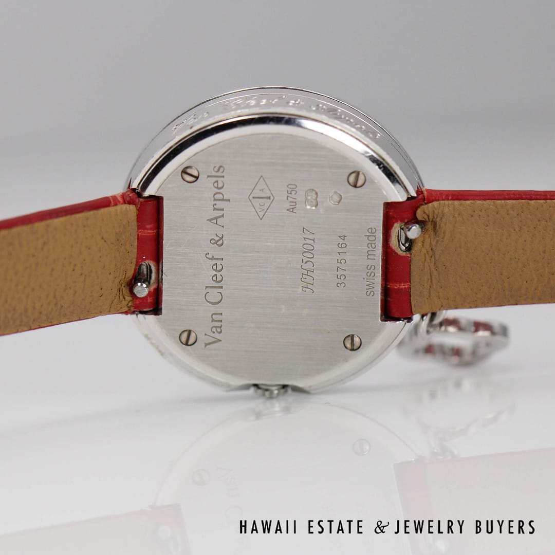 Van Cleef & Arpels 18k White Gold Watch with Diamond Bezel & Charm Model HH50017 - Image 9