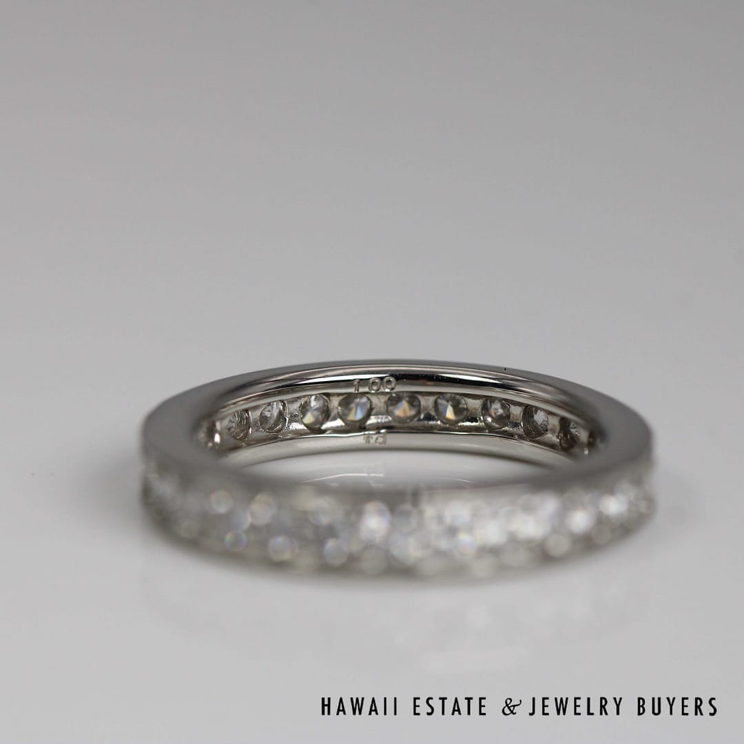 Platinum 1ctw Diamond Eternity Ring Size 5.25, 5.5g - Image 4