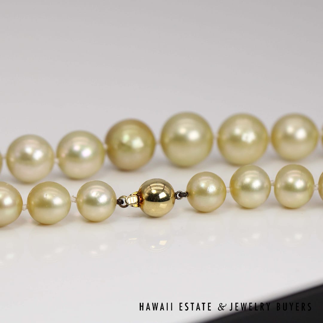 11-14mm Golden South Sea Pearl 14k Yellow Gold Strand 17.5" - Image 7