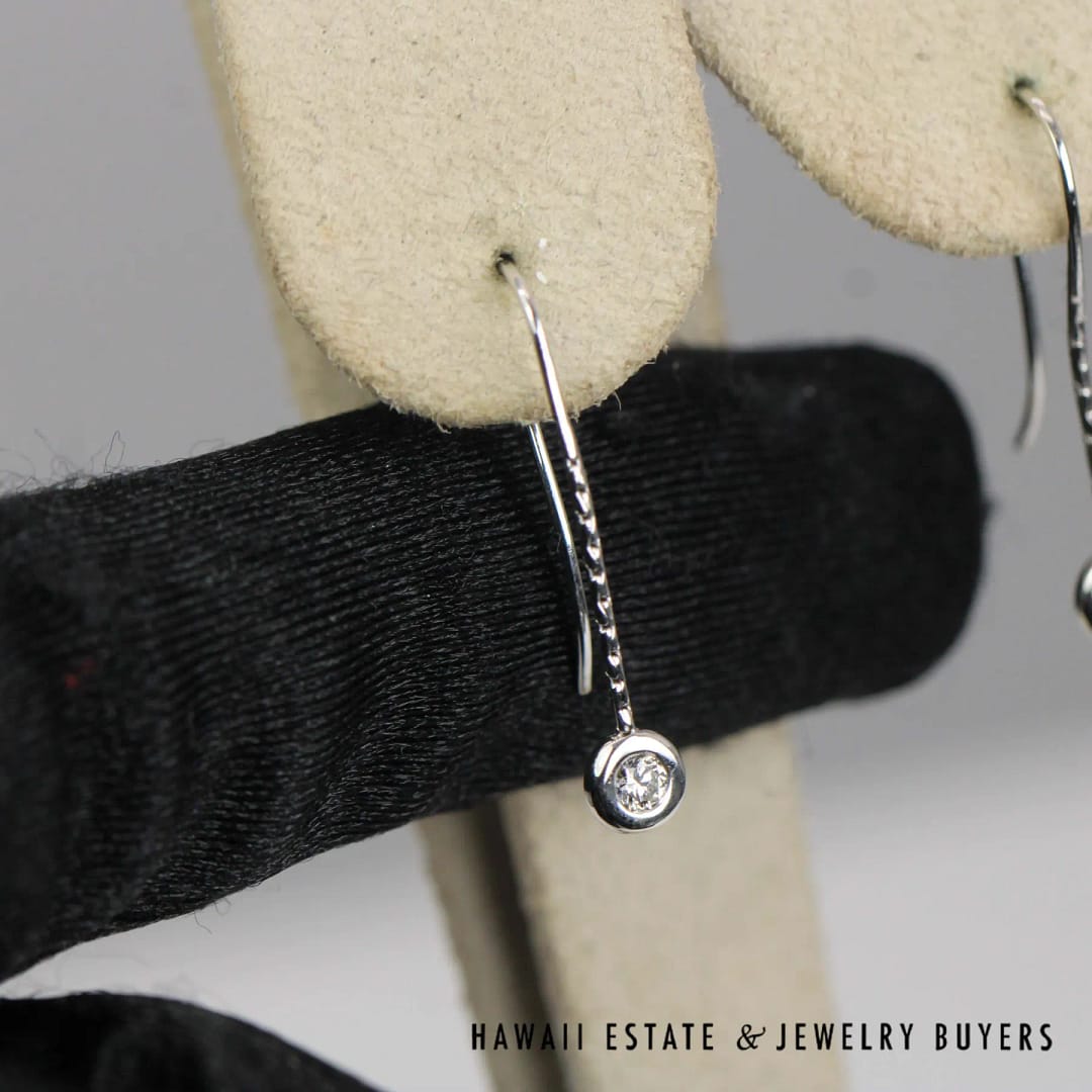 0.15ctw Diamond French Wire 14K White Gold Earrings - Image 2