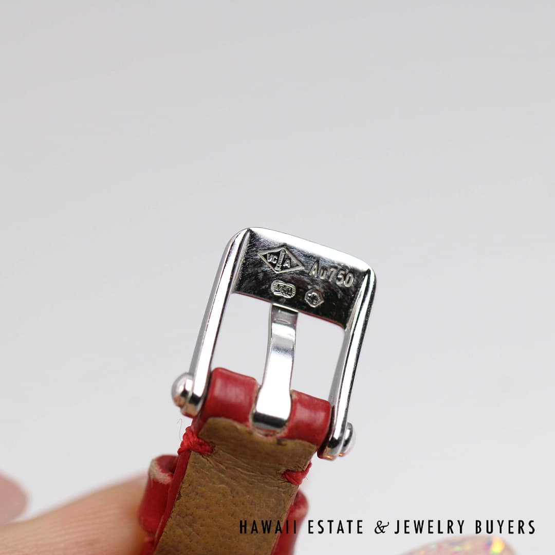 Van Cleef & Arpels 18k White Gold Watch with Diamond Bezel & Charm Model HH50017 - Image 8