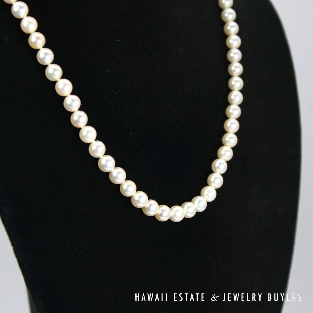Mikimoto 5.5-6mm Cultured Pearl Strand 18k Yellow Gold Clasp