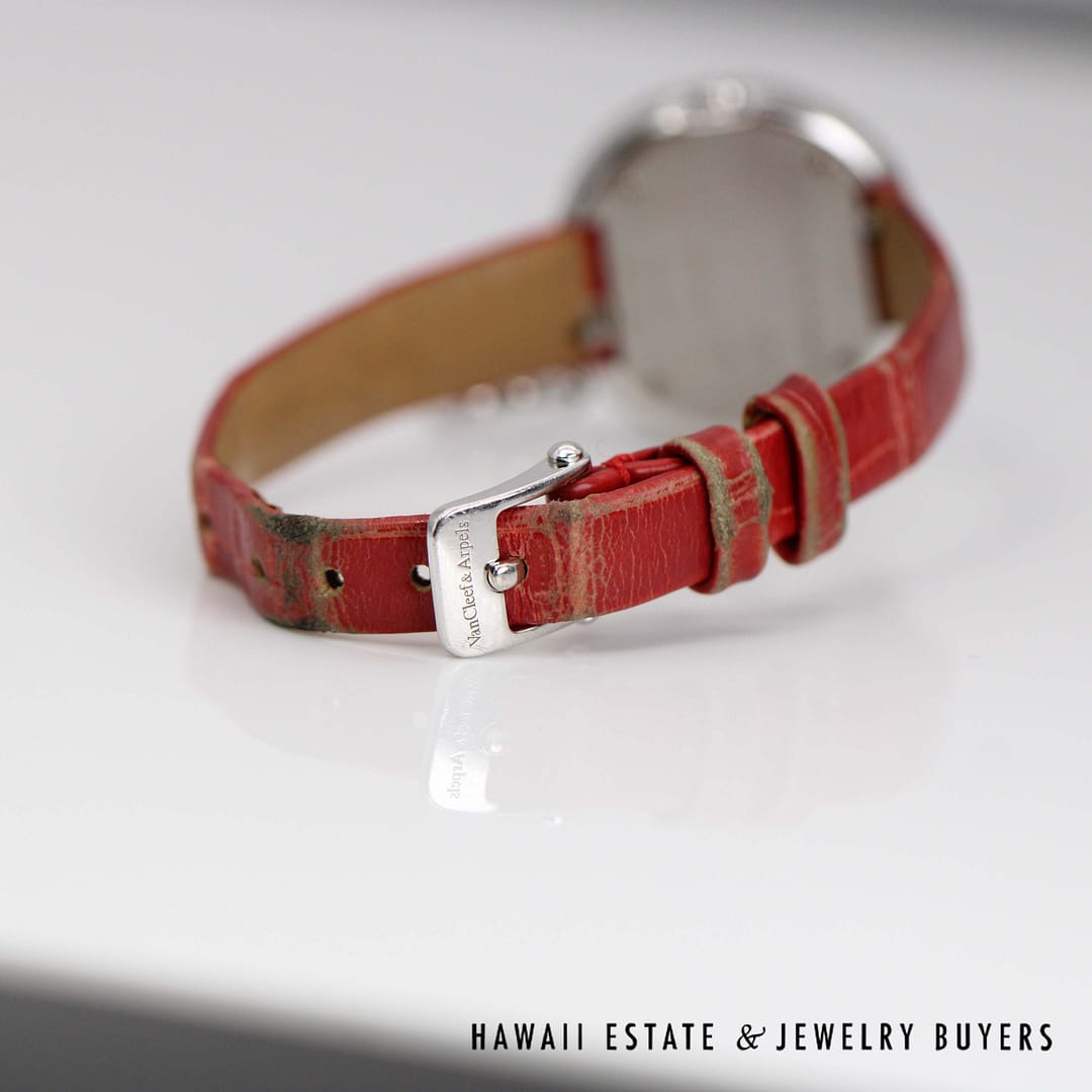 Van Cleef & Arpels 18k White Gold Watch with Diamond Bezel & Charm Model HH50017 - Image 12