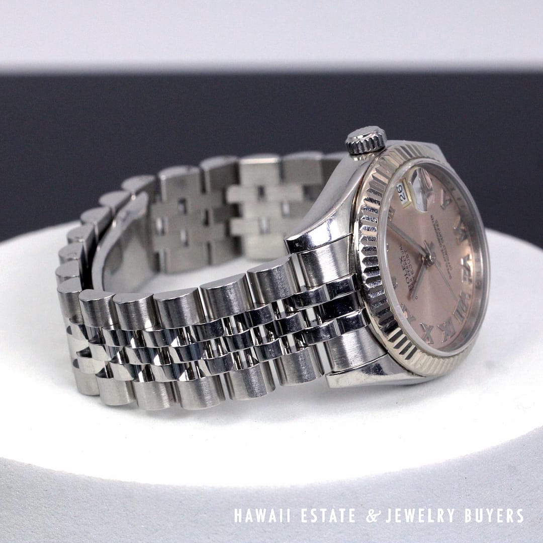 Rolex 31mm Salmon Dial Roman Numeral Jubilee Watch REF 178274 Stainless Steel Circa 2011-2019 With Box - Image 5