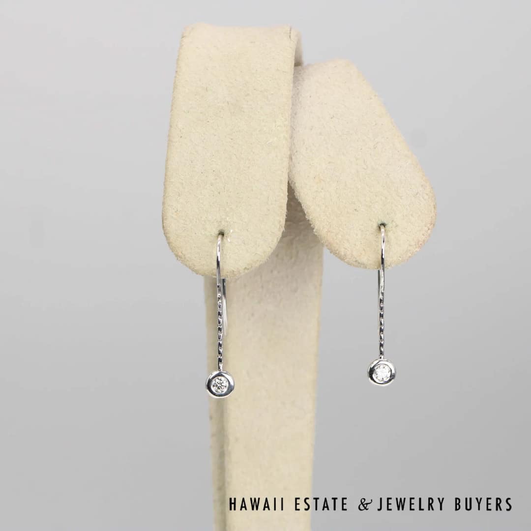 0.15ctw Diamond French Wire 14K White Gold Earrings - Image 3