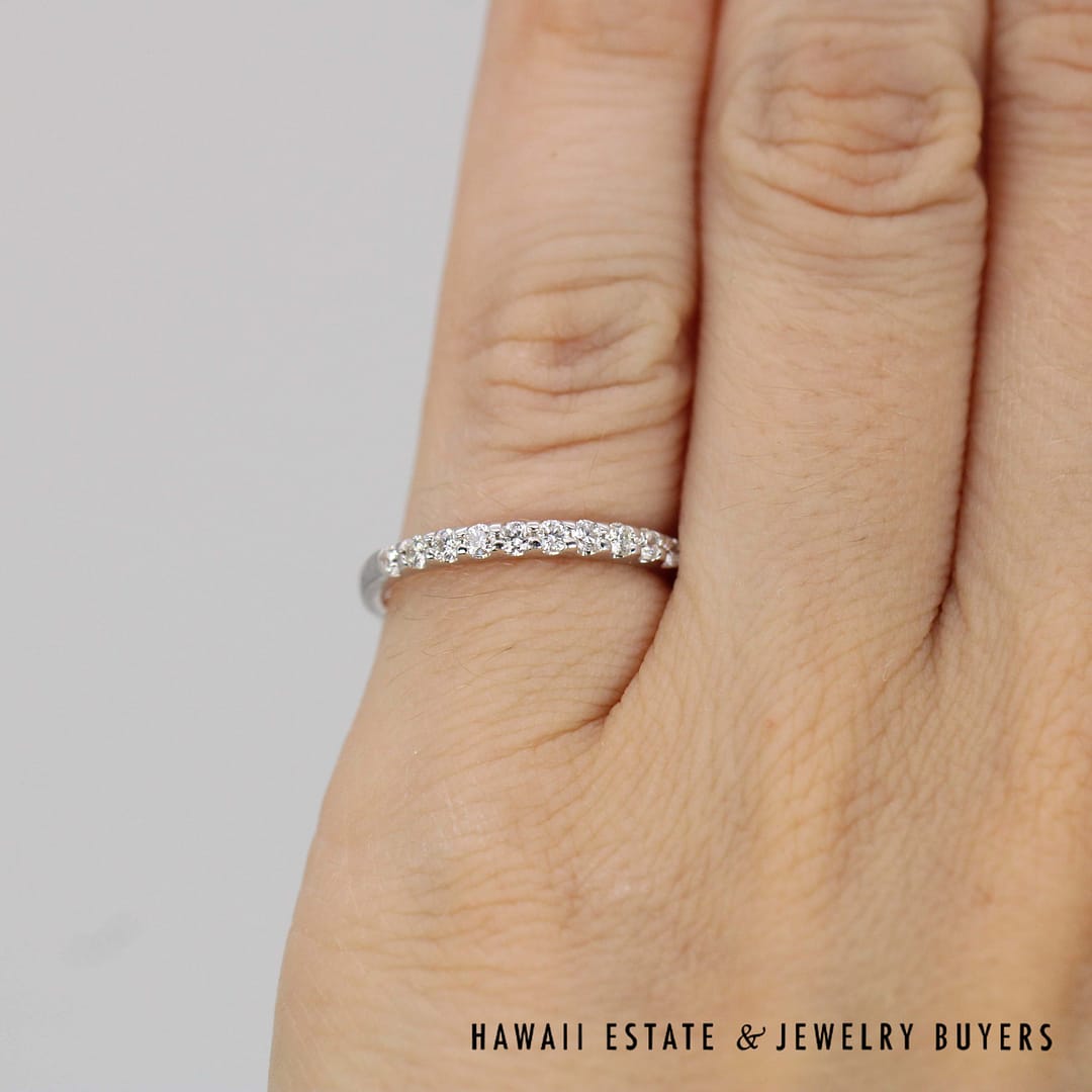 0.20ctw Diamond 14K White Gold Anniversary Band Size 4.5