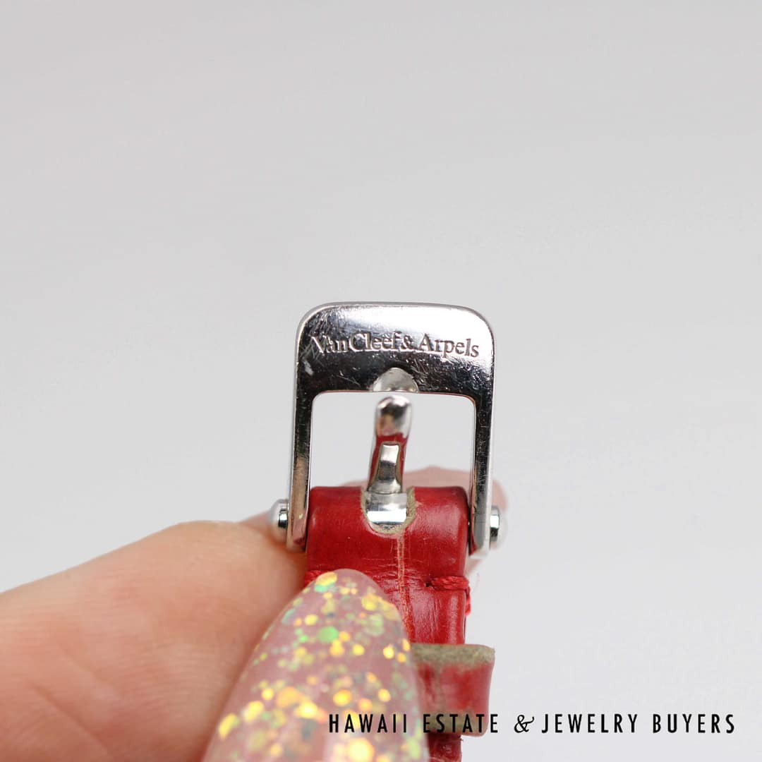 Van Cleef & Arpels 18k White Gold Watch with Diamond Bezel & Charm Model HH50017 - Image 7