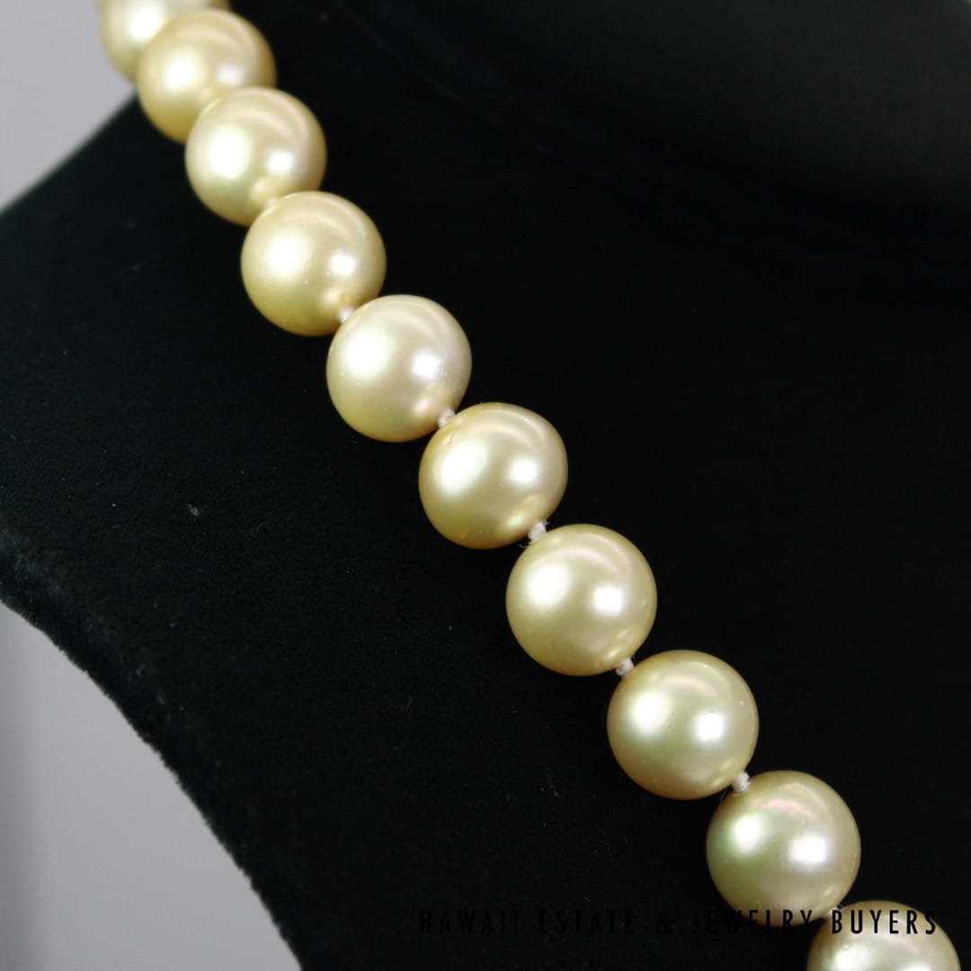 11-14mm Golden South Sea Pearl 14k Yellow Gold Strand 17.5" - Image 4