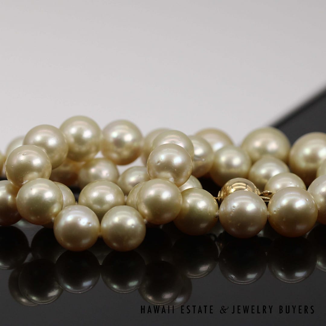 11-14mm Golden South Sea Pearl 14k Yellow Gold Strand 17.5" - Image 6