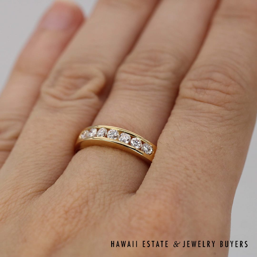 0.33ct Diamond 14k Yellow Gold Channel Band Ring Size 6.5 - Image 3