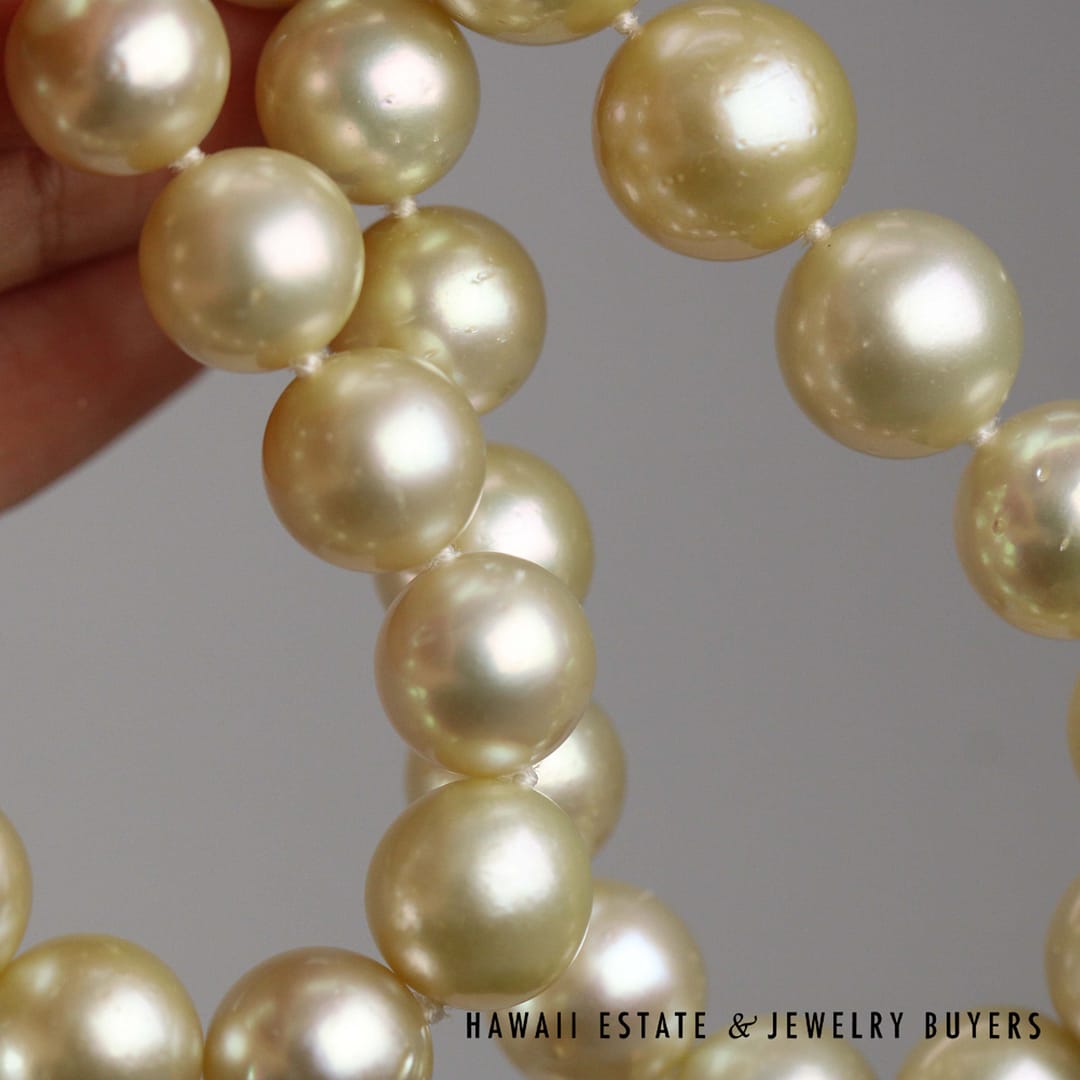 11-14mm Golden South Sea Pearl 14k Yellow Gold Strand 17.5" - Image 5