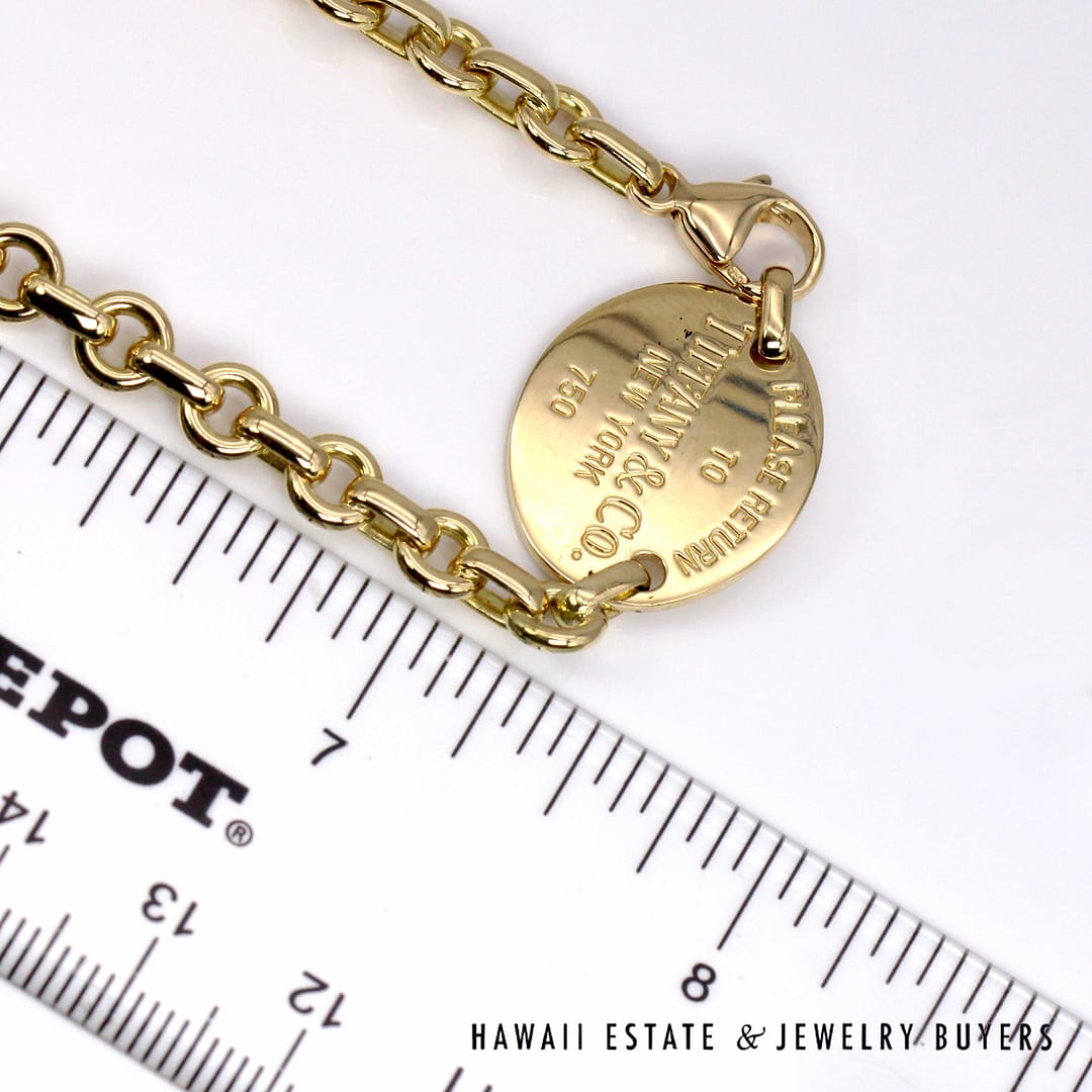 Tiffany & Co. Return to Tiffany 18K Yellow Gold Oval Necklace 16
