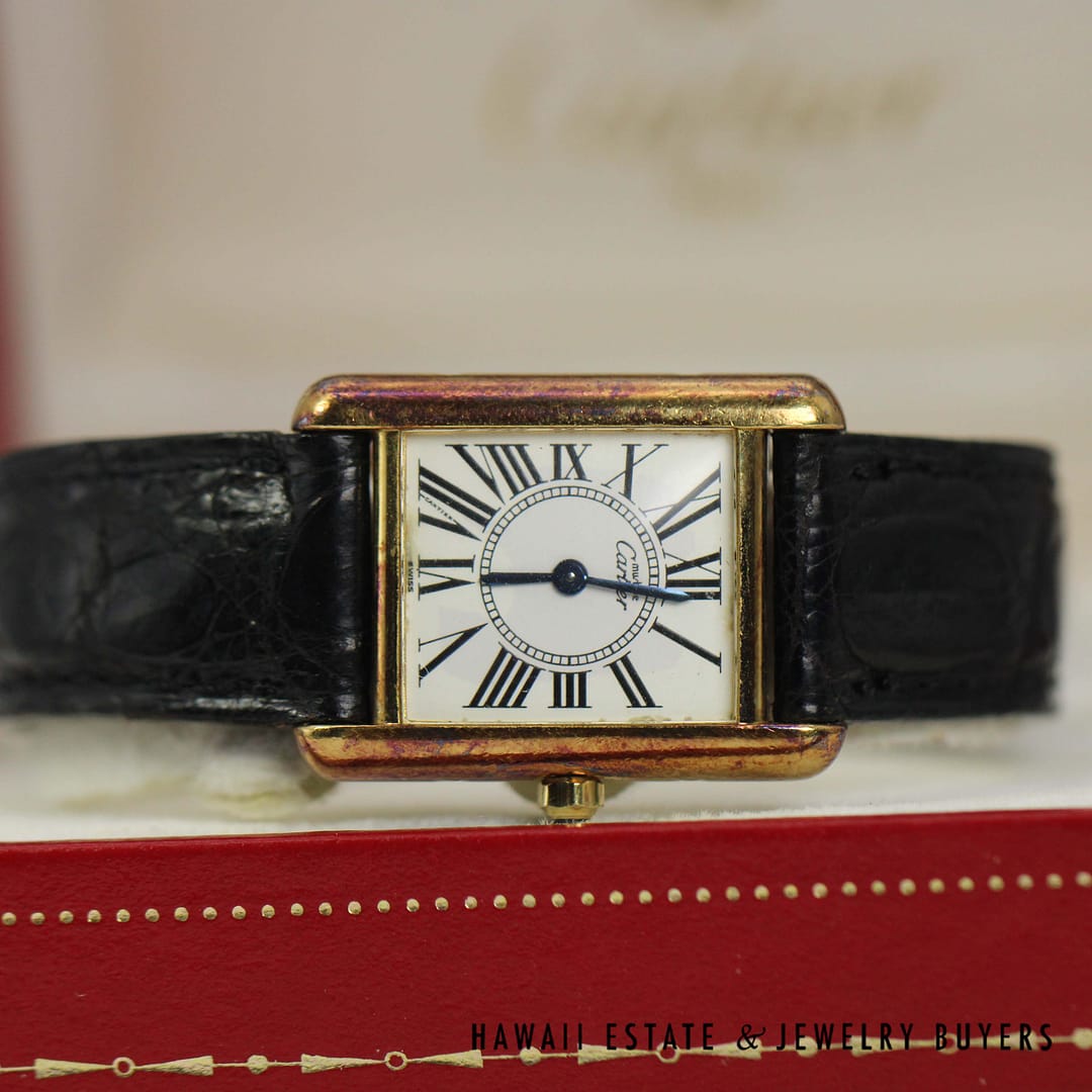 Must De Cartier Ladies Vermeil Tank Watch With Box - Image 3