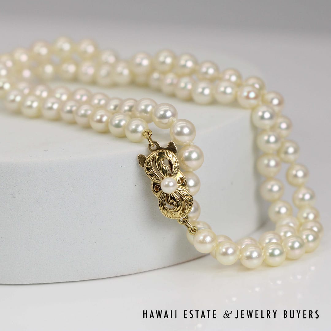 Mikimoto 5.5-6mm Cultured Pearl Strand 18k Yellow Gold Clasp