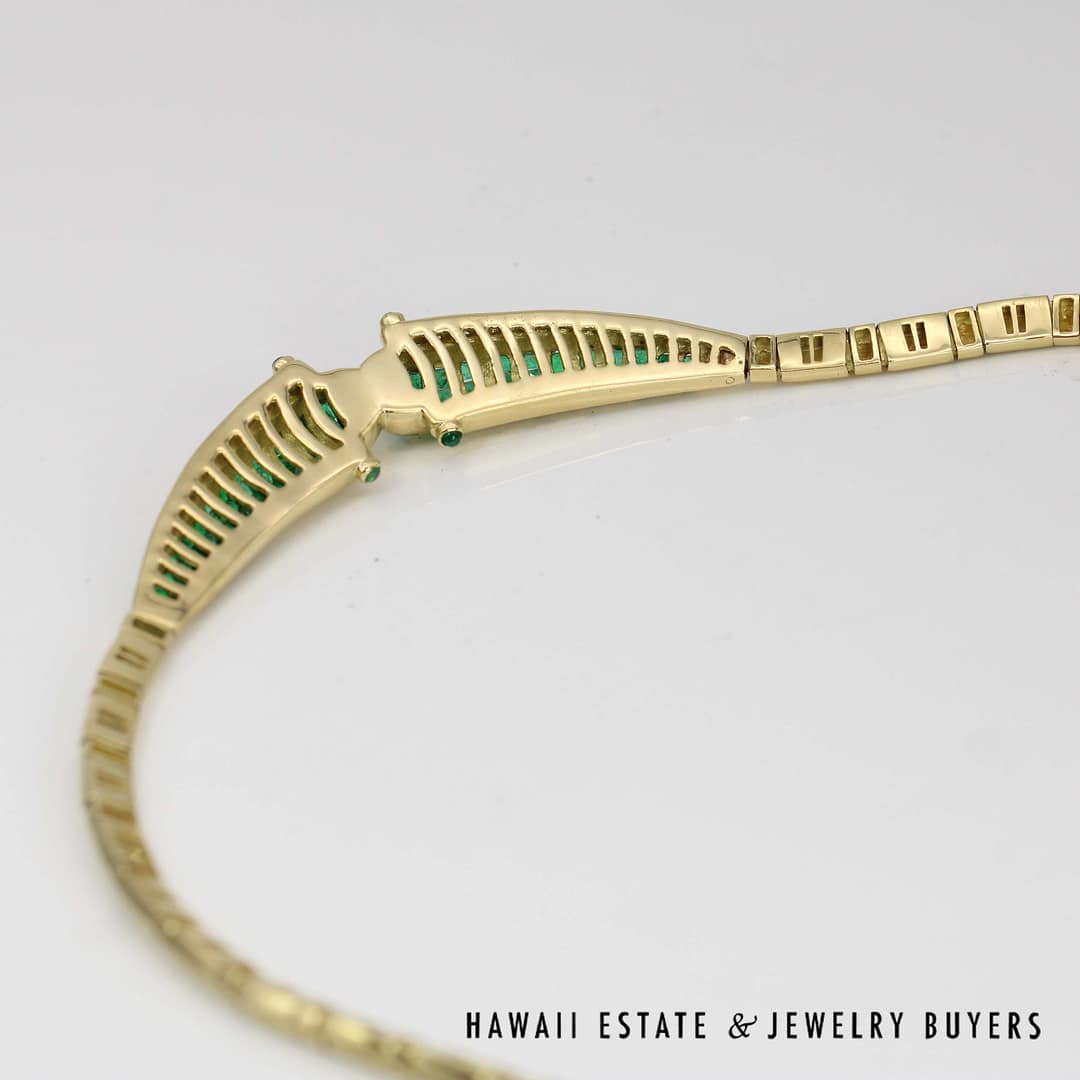 67g 18KYG 4ctw EMERALD 1ctw DIAMOND CLEOPATRA STYLE NECKLACE 16.5" - Image 5