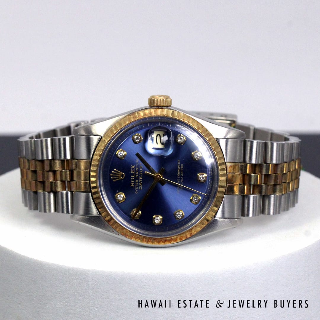 Rolex 36mm 2Tone Datejust Blue Diamond Dial Jubilee Band Watch REF 1601 Circa 1972 - Image 2