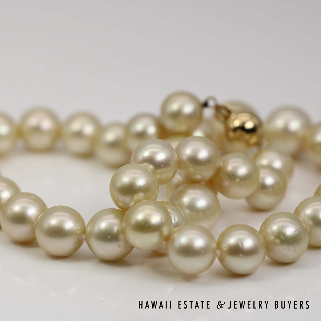 11-14mm Golden South Sea Pearl 14k Yellow Gold Strand 17.5" - Image 9